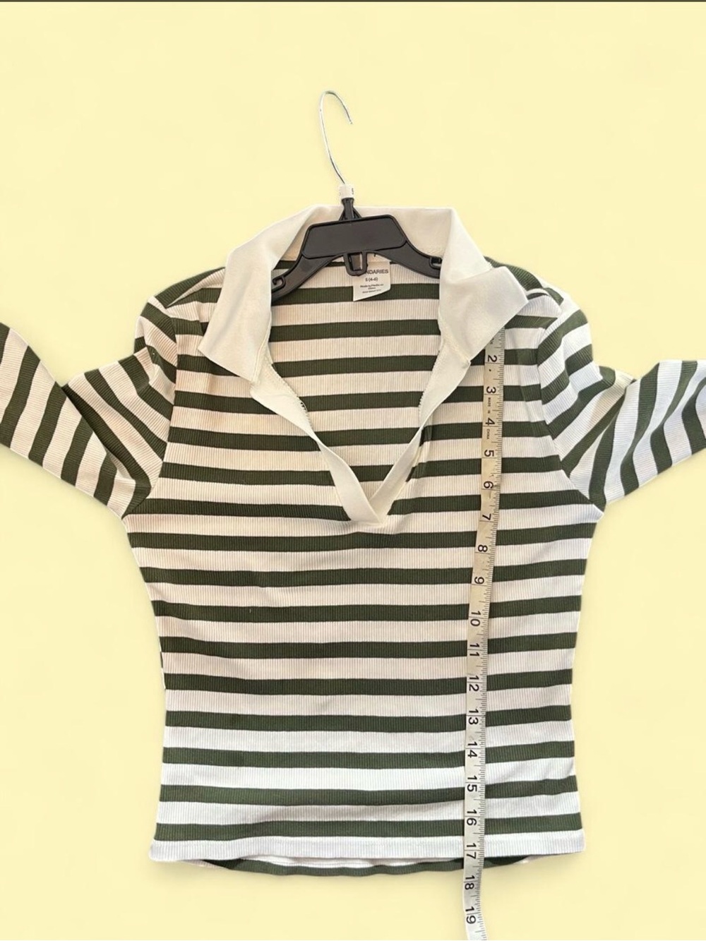 Green White Striped Fitted Long Sleeve Top Preppy Old Money Chic